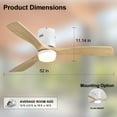 thumbnail image 4 of Sofucor 52" Low Profile Ceiling Fan, Flush Mount Ceiling Fan with Lights Remote Control, DC Motor with 3 Reversible Wood Blades, 6-Speed & Timer, 4 of 11