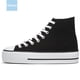 thumbnail image 2 of Zapatos de lona con plataforma alta para mujer, cómodas zapatillas de lona con plataforma alta a la moda para mujer, lindas zapatillas de lona de media pantorrilla., 2 of 5