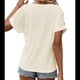 thumbnail image 3 of Camiseta con Bordado de Ojales para Mujer, Blusa Informal de Verano con Cuello en V, Blusa Holgada A , Color Albaricoque XXL, 3 of 8