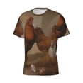 thumbnail image 5 of Vsdgher Oil Painting Chicken And Duck Print Men's Dry Fit Mesh Athletic Shirts Moisture Wicking Tennis T-Shirt Tops, 5 of 9