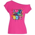 thumbnail image 4 of Womens Off Shoulder Summer T Shirts Love The 80's Print Boat Neck Short Sleeve Casual Tops Fashion 2026 Y2K Tees, 4 of 4