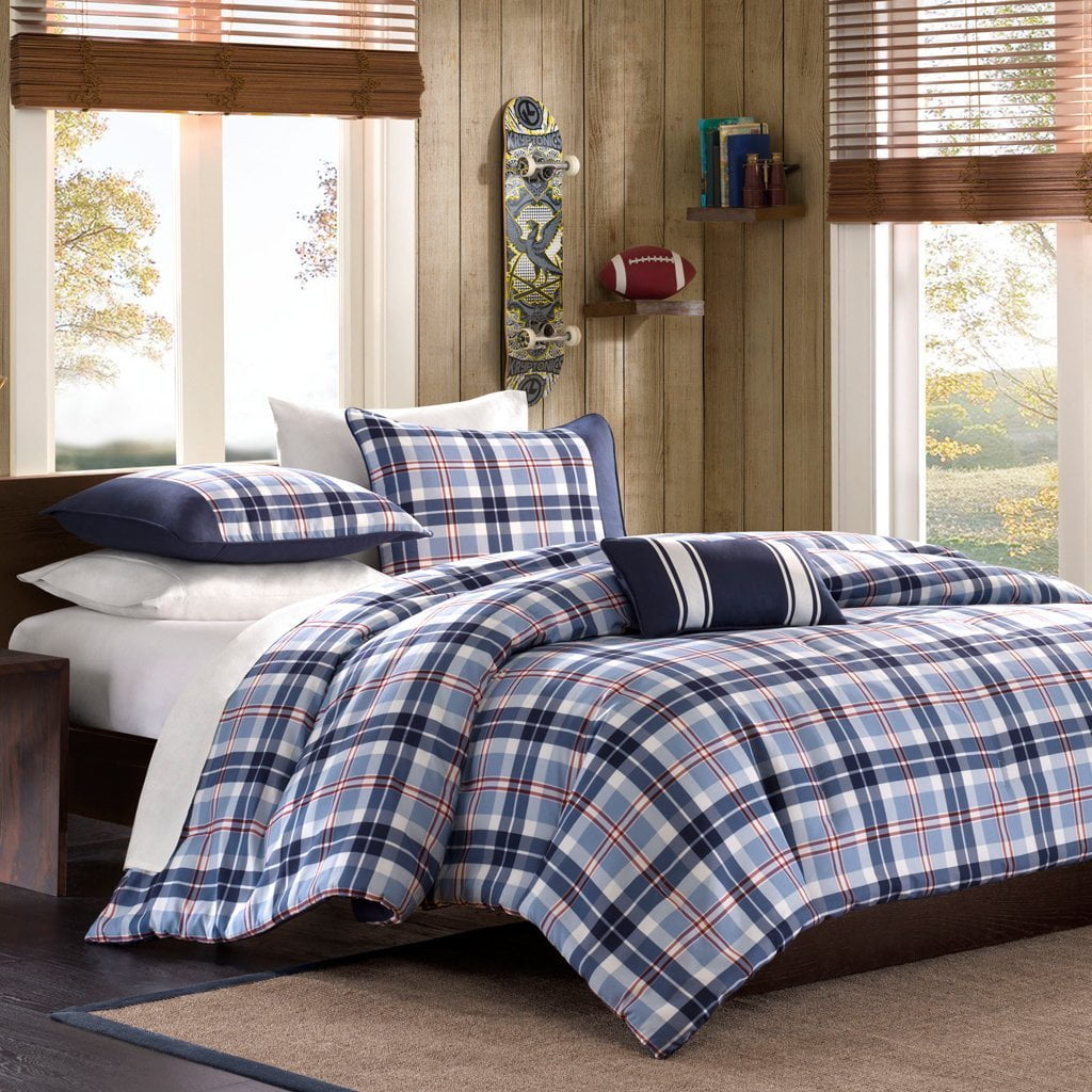 Full Queen Twin Comforter Bed Set Teen Bedding Modern Contemporary Blue