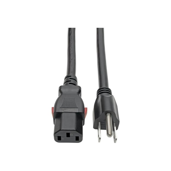 Eaton Tripp Lite Series Computer Power Cord NEMA 5-15P to Locking C13 Heavy-Duty 15A 125V 14 AWG 2 ft. 0.61 m Black