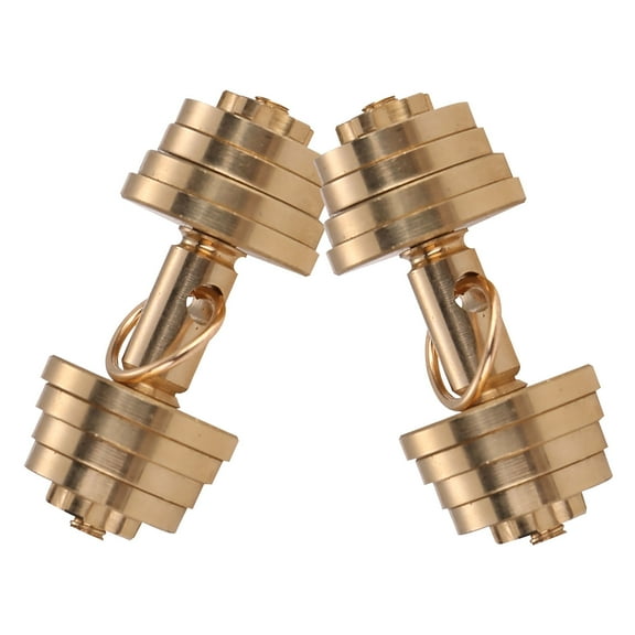 Raindrops 2Pcs Golden Fitness Dumbbell Keyring Charm Brass Pendant for Active Lifestyle