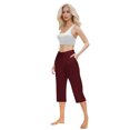 thumbnail image 4 of Plebaso Pantalons Capri pour Femmes Taille Haute Croisée Pantalons de Yoga Décontractés Raccourcis avec Poches, 4 of 7