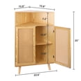 thumbnail image 3 of Chicgrowth 35" Tall Corner Storage Cabinet with Doors, Small Rattan Corner Bar Cabinet Freestanding Corner Tables For Living Room Kitchen Bathroom Bedroom, Wooden Color, 3 of 6