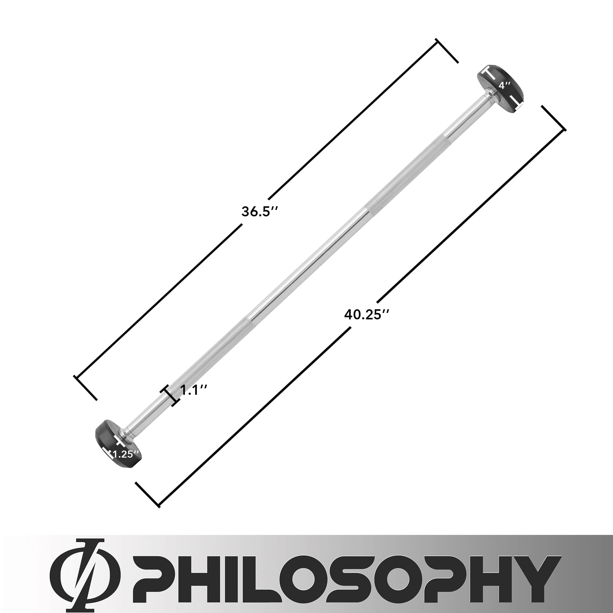 Philosophy Gym Rubber Fixed Barbell, 10 LB Pre-Loaded Weight Straight Bar for Strength Training & Weightlifting
