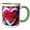 Green/White, variant on 3drose, Valentines Day. a Heart Full of Red Rose Flowers. Gift, Charm, Card, 11oz Two-tone Yellow Mug