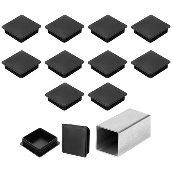 Uxcell 3" (75mm) Square Tubing End Caps, 12 Pcs Plastic Hole Plugs Insert End Cap for Metal Tubing, Black