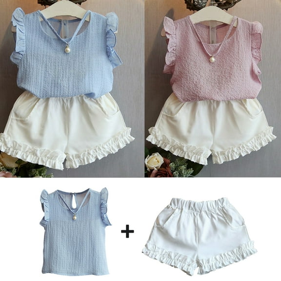 Lovebay Baby Girl Sleeveless Tops Elastic Shorts 2Pcs Summer Kids Outfit Set