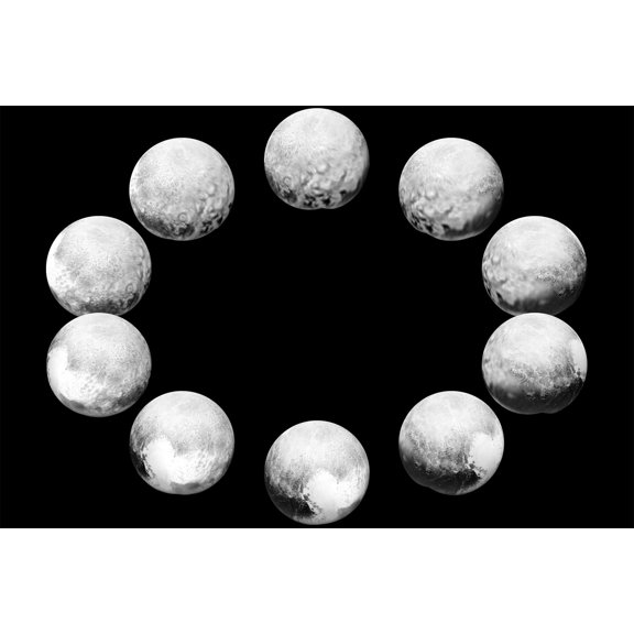 24x36 gallery poster, Pluto mosaic of best-resolution images of from different angles