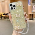 thumbnail image 1 of compatible iPhone 15 Plus Starry Sequin Jade Butterfly Epoxy TPU Phone Case with Strap Cheap and fine, 1 of 4