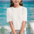 thumbnail image 4 of Jalioing Kids Girls Casual Shirts Loose Solid Color Half Sleeve Tunic Tops Spring Fashion Crew Neck T Shirts Clothes, 4 of 4