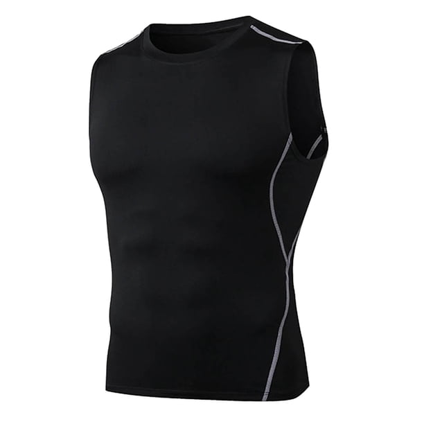 Chaleco deportivo informal de moda para hombre: camiseta sin mangas ajustada para fitness, poliéster