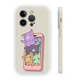 thumbnail image 1 of Mejore el aspecto de su iPhone: moderno estuche plateado mate de doble capa con dibujos animados para iPhone 15 Pro Max 14 13 12 Pro 11, 1 of 4
