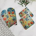 thumbnail image 5 of Watercolor Butterfly Heat Resistant Microwave Oven Gloves Set for BBQ Baking Grilling,Baking Gifts Cooks for Women,Housewarming Gifts for New Home, 5 of 6