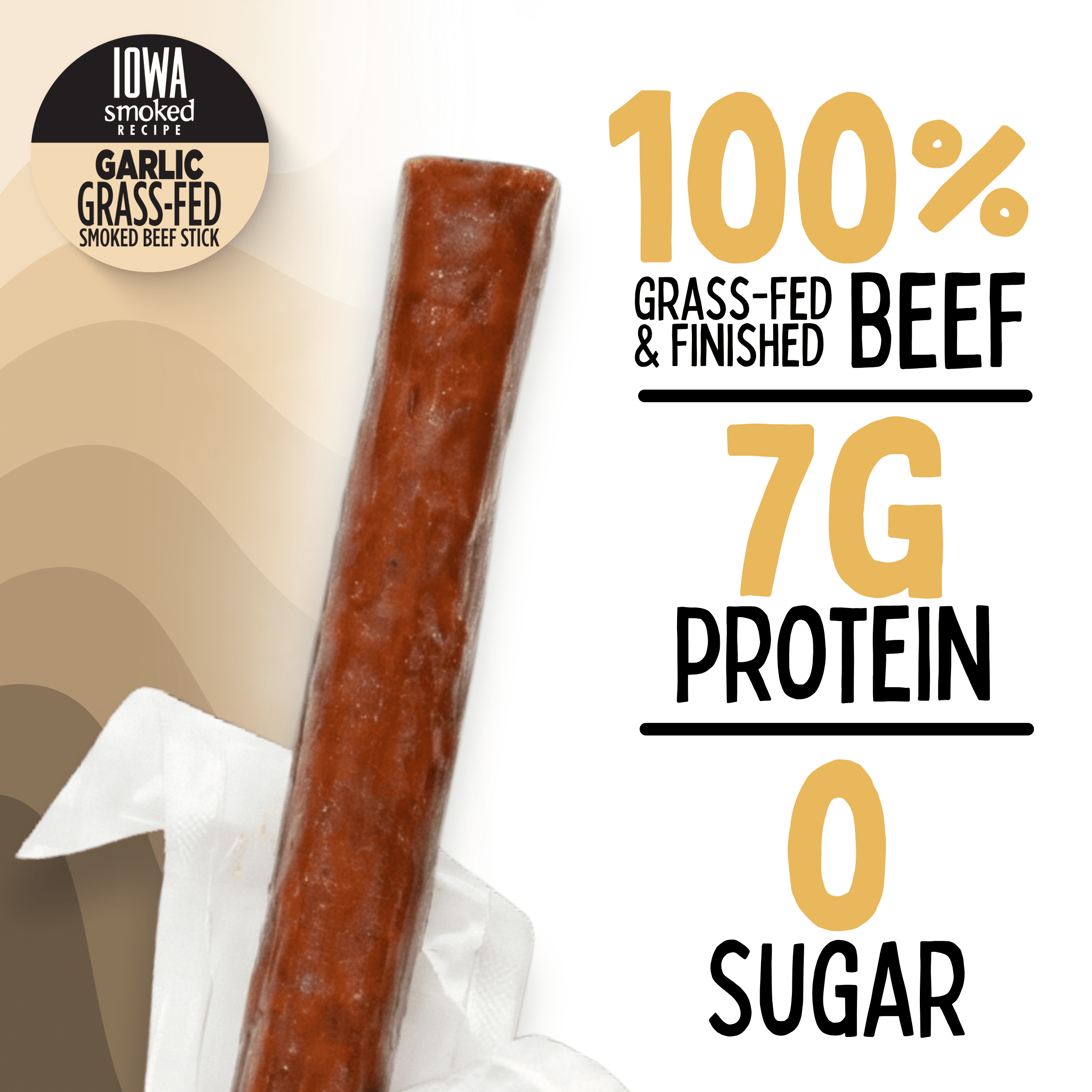 Garlic, Sogo Snacks, Sugar Free Beef Jerky, Non-GMO Grass-fed Beef Sticks. No Nitrates, Gluten, Soy, MSG, Dairy, or Nuts. Low Calorie High Protein Meat Stick. Paleo, Whole30, & Keto Snack (12 Cnt)