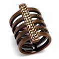 thumbnail image 1 of Women IP Coffee Light Stainless Steel Ring with Top Grade Crystal in Light Coffee - Size 9, 1 of 1
