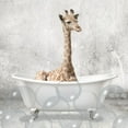 thumbnail image 2 of Kimberly, Allen 26x26 Black Ornate Wood Framed with Double Matting Museum Art Print Titled - Baby Giraffe Bath, 2 of 4