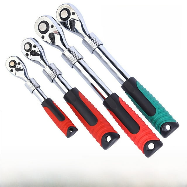 72-Tooth Extendable Ratchet Wrench with Quick Release, 1/4 Inch Drive, Chrome-Plated Finish, Ergonomic Red-Black Handle for Auto Repair – Adjustable, Durable & Efficient Automotive Tool