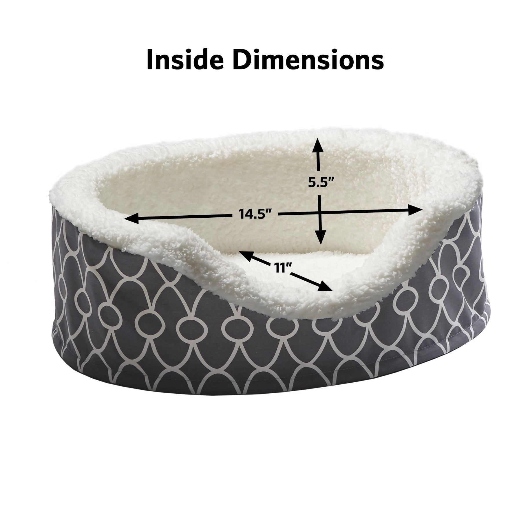 Quiet Time Orthopedic Egg-Crate Cuddle Pet Bed with Removable Cover, Gray Geometric