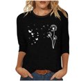 thumbnail image 1 of Tops de Cuello Redondo para las Mujeres Moda Impresa 3/4 Mangas Blusa Casual Top, Estante de Imitación, 1 of 5