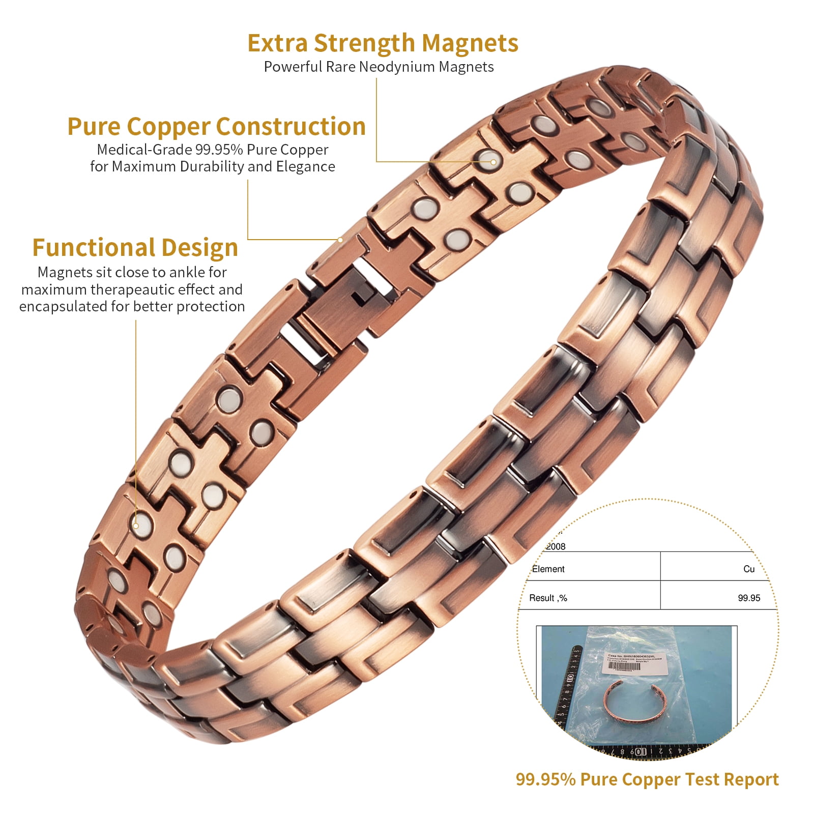 Healing Magnetic Pure Copper Bracelet | Magnetic Therapy Bracelet Women -  Natural - Aliexpress