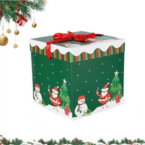 Bxaolu Christmas Gift Boxes with Lid, 3 Sizes/3.95/5.92/7.9 Inch, Square Stackable, Candy Cane Paper Box with Red Bow, Gift Wrapping Christmas Holiday New Year Presents Party Favor Boxes.(Green)