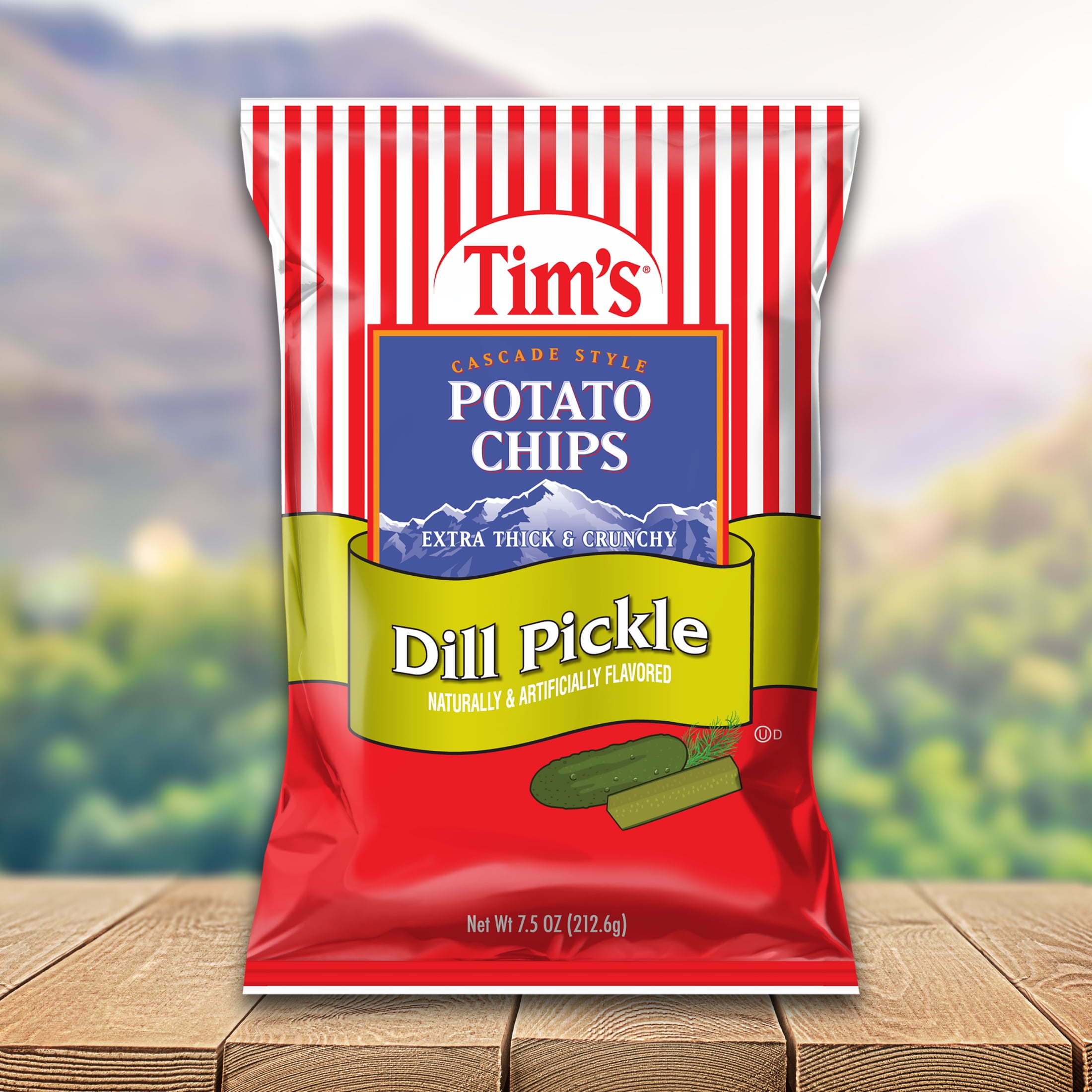 Tim's Cascade Snacks Dill Pickle Cascade Style Potato Chips, 7.5 oz Bag