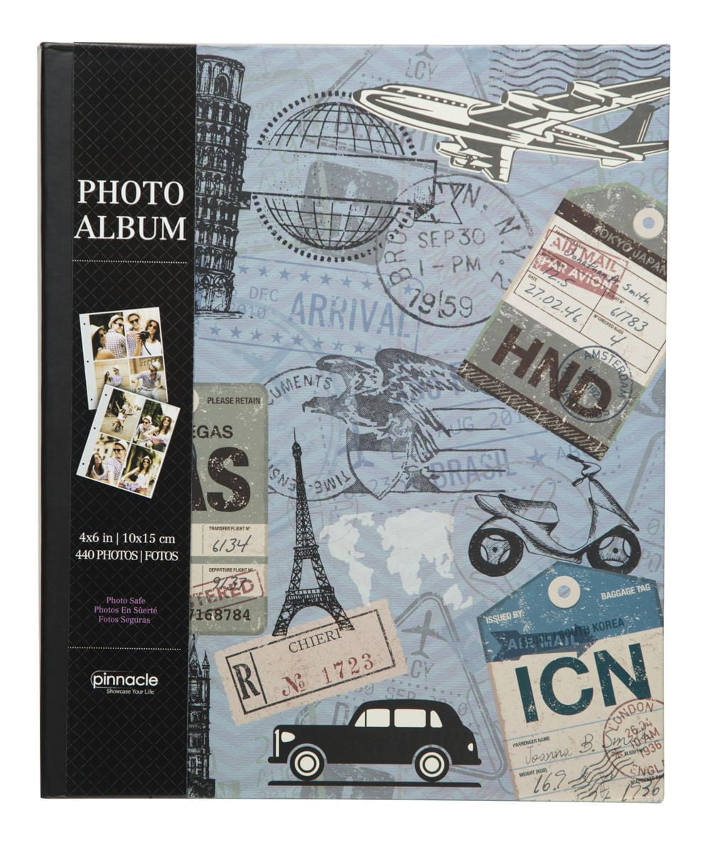 Album de photos Pinnacle Frames à motif de voyage à 4 photos par page