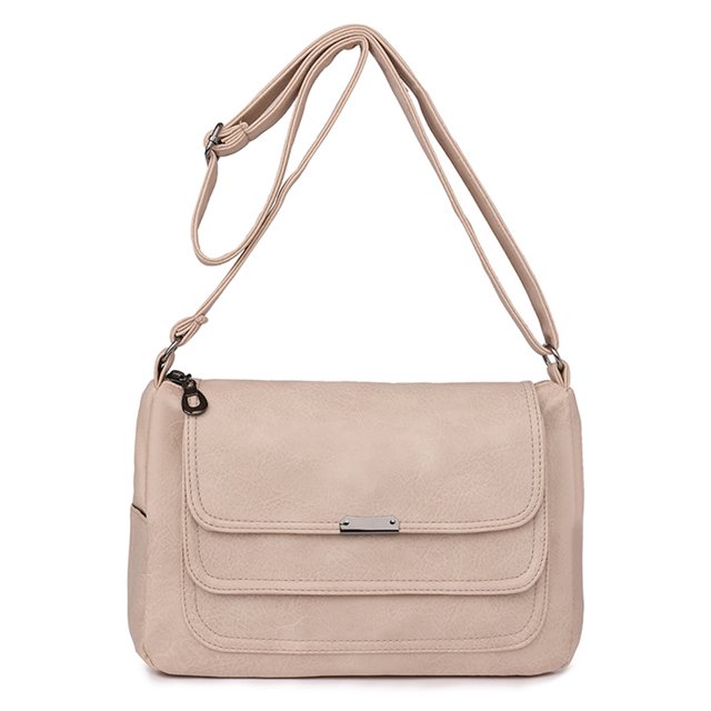 Bolso Mujer Cuero Messenger Casual Bolso Bandolera Trabajo Viaje Beige