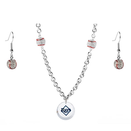 Tampa Bay Rays Crystals from Swarovski Baseball Necklace & Earrings