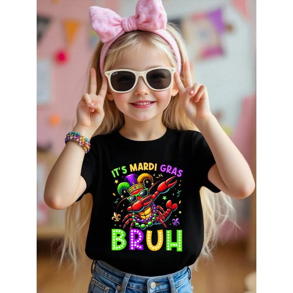 100% Cotton It's Mardi Gras Bruh Dabbing Crawfish Carnival Boy Girl Kid T-Shirt Graphic T-shirts for boys and girls