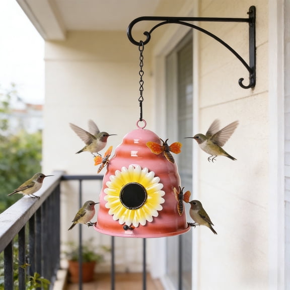 Humming Bird Feeders For Outdoors Iron Hanging Bird Feeder Creatives Garden Decoration Balcony Bird Feeder Ornament Handicraft Gift for Birds Outside Outdoors Hanging