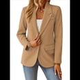 thumbnail image 2 of Blazer Informal de Otoño para Mujer, Ligero, con Forro Completo, Cuello de Solapa con Botones, Ajustado, Moderno y con Bolsillo Caqui M, 2 of 10