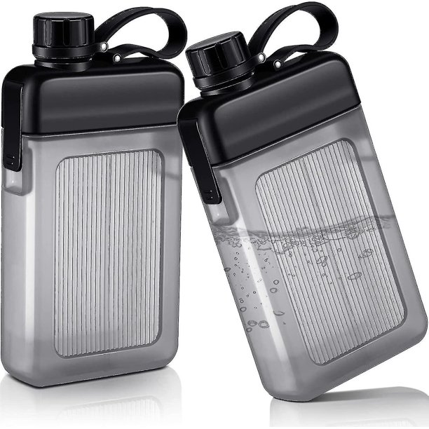 2 uds 450ml portátil cuadrado al aire libre viaje portátil bolsillo plano deportes botella