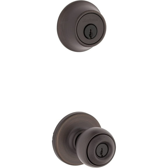 Kwikset 690 Polo Entry Knob and Single Cylinder Deadbolt Combo Pack in Venetian Bronze