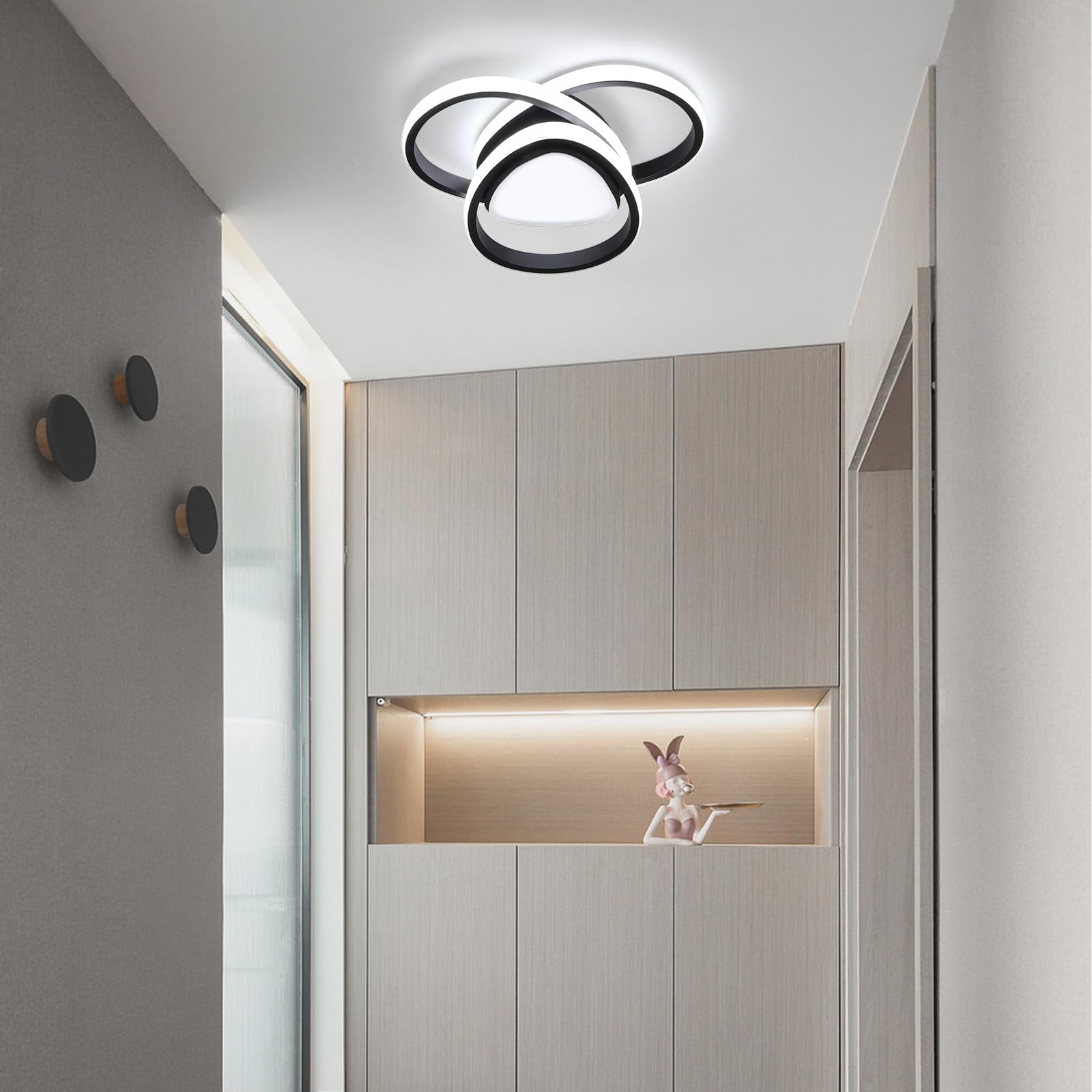 ADISUN LED Ceiling Lights 3 Round Modern Ceiling Lighting Fixture, Flush Mount Lamp for Aisle Bedroom Stairs Hallway Porch Kitchen Living Room - 36W Cool White Light 6000K