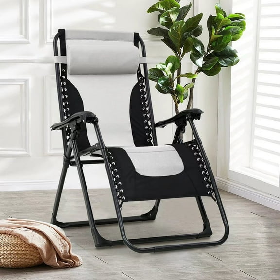 FDW Zero Gravity Chair Oversized Outdoor Chair Anti Gravity Chair Oversized Zero Gravity Chair XL for Patio Pool Deck Camping with Cup Holder Adjustable Headrest Support Padded Seat & Back