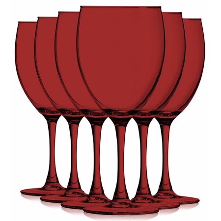 

TableTop King 10 oz Wine Glasses Stemmed Style Nuance Full Accent Red Set of 6