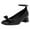 Black, variant on FSJ Women Classic Bowknot Square Closed Toe Block Heel Pumps Cap Toe Ankle Strap Low Chunky Heel Office Casual Party Shoes Size 8 Black Pearl