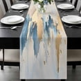 thumbnail image 2 of Light Blue Gold Abstract Table Runner 13x120 Inch Modern Art Oil Painting Style Ombre Table Runner Non-Slip Dresser Scarves for Holiday Decorations, Party, Dinner and Gatherings, 1 Pack, 2 of 8
