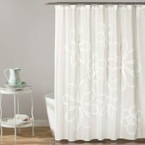 Ruffle Flower Shower Curtain White 72" x 72"