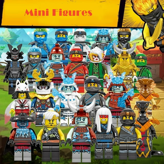 24 PCS Set de Figuras de Acción de Maestros Ninja, Bloques de Construcción de Anime Ninja vs Emperador de Hielo, Minifiguras de Juguete de Dibujos Animados, Regalo para Niños y Fans