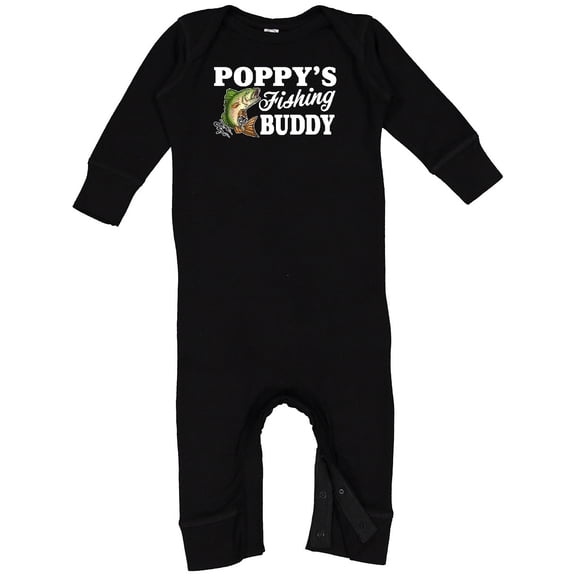 Inktastic Poppy's Fishing Buddy with White Text Baby Romper Coveralls