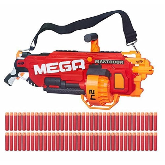 Nerf N-Strike MEgA Mastodon Blaster con tambor de 24 dardos y 72 dardos MEgA Whistler 100 pies de distancia de disparo por Mege Mege 797162409702