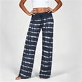 thumbnail image 4 of Women’s Stripe Casual Trousers - Elastic Waist Wide Leg Pants with Pockets - Loose Casual Home Loungewear Bottoms, 4 of 6