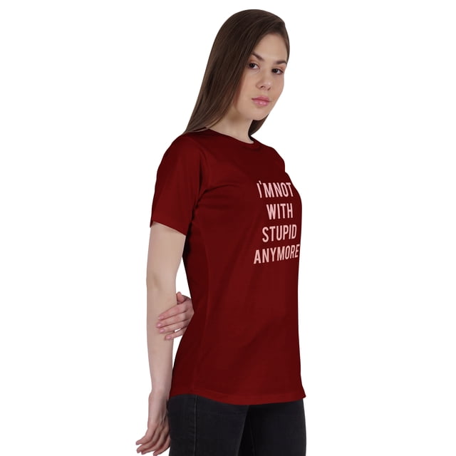 Inkmeso T-Shirt Femme Citation "Je Ne Suis Plus avec Stupide" avec Imprimé Graphique