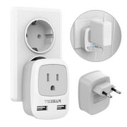 European Travel Power Plug Adapter with 2 USB Outlet for US to Italy France EU