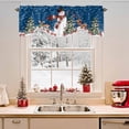 thumbnail image 2 of Christmas Snowman Tie Up Valances Curtain, Xmas Tree Deer Winter Snow Scene Navy Blue Adjustable Rod Pocket Short Window Treatment Tie Up Curtains Valances for Kitchen Living Room Bathroom 54x18 In, 2 of 9